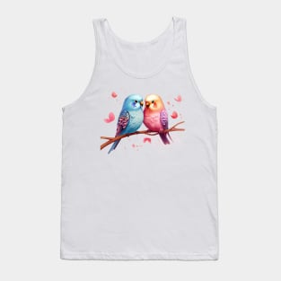 Valentine Kissing Budgerigar Bird Couple Tank Top